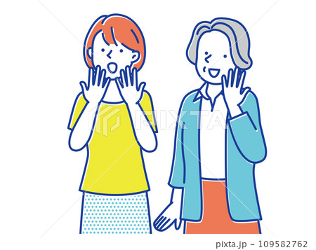 喜んでいるお母さんと娘のイラスト 喜んでいるお母さんと娘のイラスト 109582762