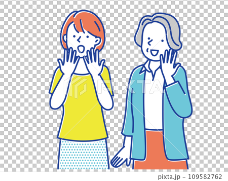 喜んでいるお母さんと娘のイラスト 喜んでいるお母さんと娘のイラスト 109582762