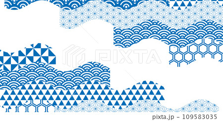 和柄　文様　水彩　背景	 109583035