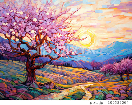春の風景　桜の木　花見 109583064
