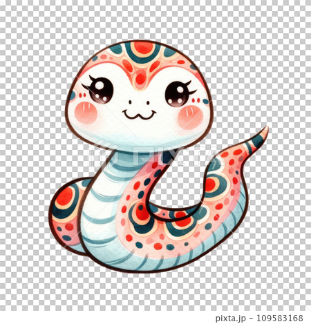 Chinese Zodiac Snake , Watercolor Art in Chinese Style 109583168