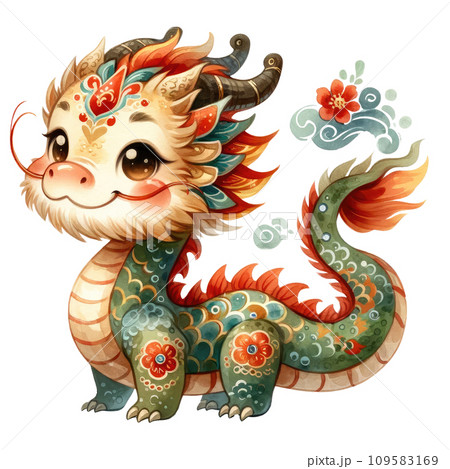 Chinese Zodiac Dragon , Watercolor Art inのイラスト素材 