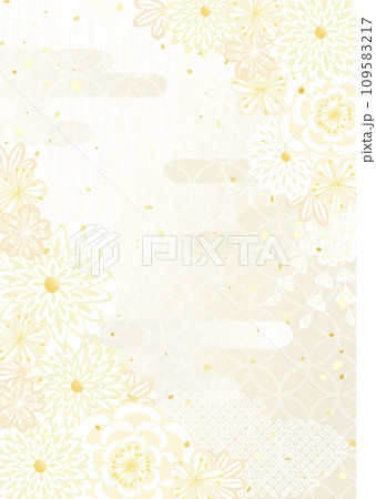 着物やかんざしのような和風花柄のベクター背景素材	 109583217