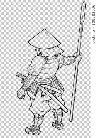 足軽槍兵 線画のイラスト素材 [109583636] - PIXTA