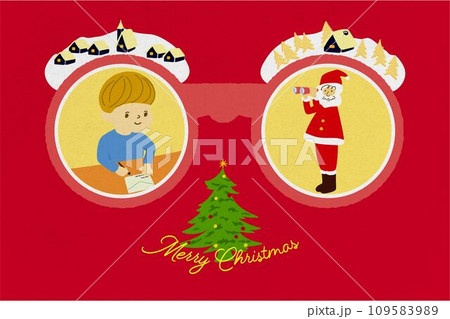 クリスマスカード　手紙と双眼鏡  109583989