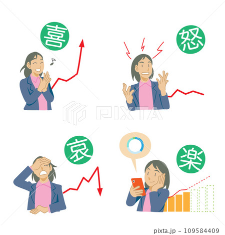 資産運用で喜怒哀楽する女性の素材 資産運用で喜怒哀楽する女性の素材 109584409