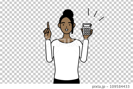 African woman pointing with a calculator 109584433