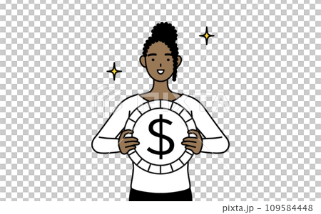 為替差益やドル高のイメージ、アフリカ系女性 109584448