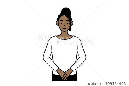 手を組んでお辞儀するアフリカ系女性 109584468