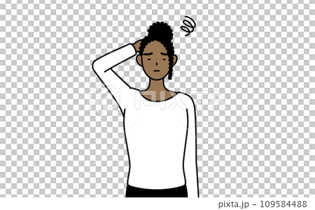 African woman scratching her head in trouble African woman scratching her head in trouble 109584488