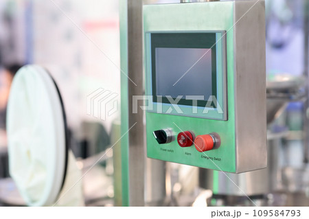 stainless steel control console with touch screen 109584793