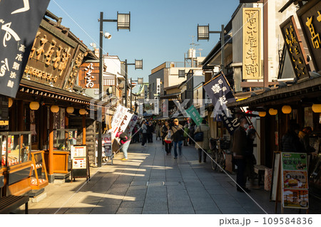 《東京都》柴又帝釈天参道・昭和レトロな街並みの夕暮れ 《東京都》柴又帝釈天参道・昭和レトロな街並みの夕暮れ 109584836
