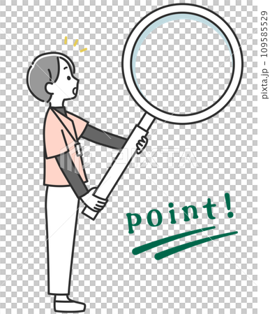 Female medical staff with a magnifying glass Female medical staff with a magnifying glass 109585529