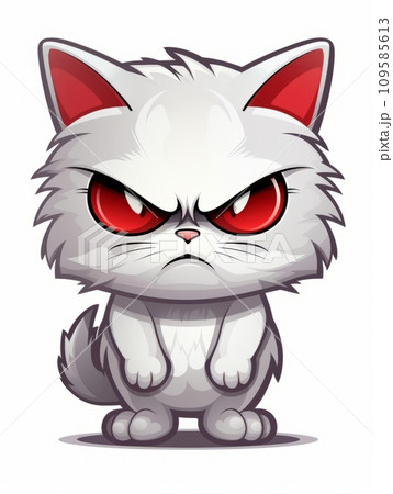 AI-generated content. Evil Kitten sticker in cartoon style isolated, AI 109585613