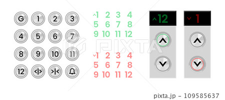 Elevator Buttons with Floor Indicator Flat Vector Illustration 109585637
