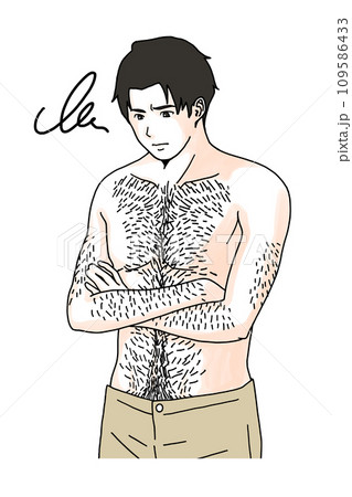 体毛に悩む男性のイラスト 109586433