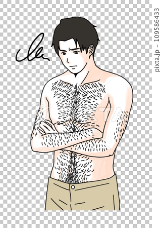 体毛に悩む男性のイラスト 109586433