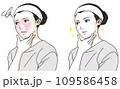 乾燥肌に悩む女性のビフォーアフターのイラスト1 109586458