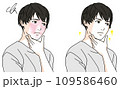 乾燥肌に悩む男性のビフォーアフターのイラスト2 109586460