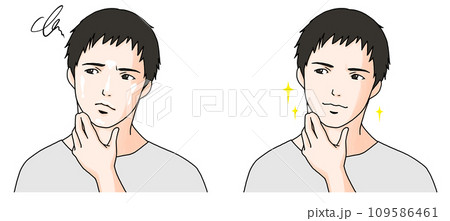 脂性に悩む男性のビフォーアフターのイラスト3 脂性に悩む男性のビフォーアフターのイラスト3 109586461