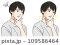 脂性に悩む男性のビフォーアフターのイラスト2 109586464