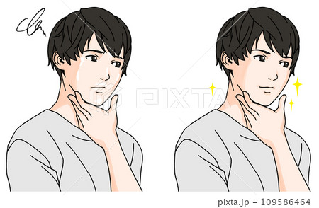 脂性に悩む男性のビフォーアフターのイラスト2 脂性に悩む男性のビフォーアフターのイラスト2 109586464