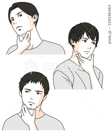 髭の剃り残しを気にする男性のイラスト 109586465