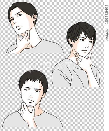 髭の剃り残しを気にする男性のイラスト 109586465