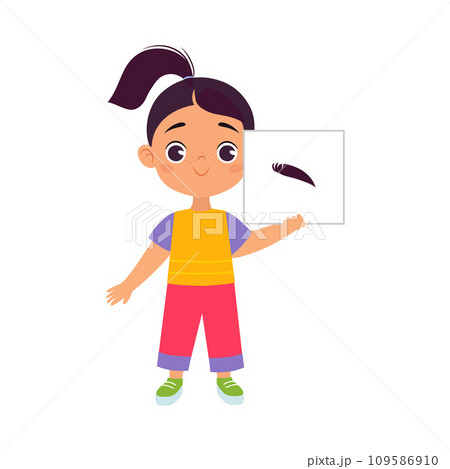 Little Girl Holding Card with Eyebrow Body Part Vector Illustration Little Girl Holding Card with Eyebrow Body Part Vector Illustration 109586910