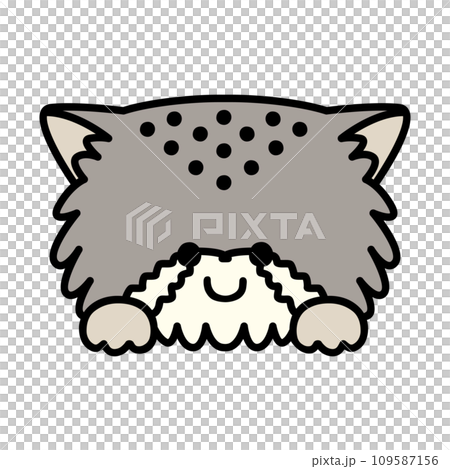 ひょっこり顔を出すかわいいマヌルネコ 109587156