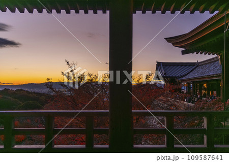 秋の京都 夕暮れの清水寺 清水の舞台と紅葉 秋の京都 夕暮れの清水寺 清水の舞台と紅葉 109587641
