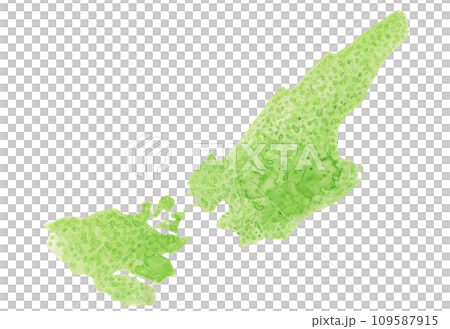 用水彩繪製的兵庫縣淡路島和德島縣鳴門市地圖 109587915