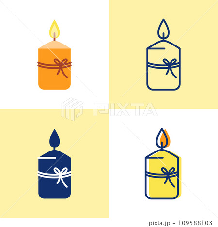 Gift candle icon set in flat and line style 109588103