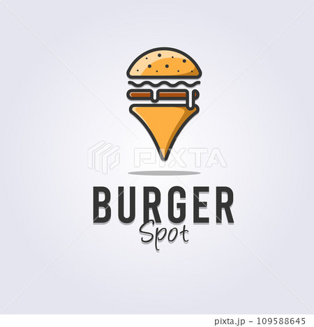 burger spot logo, burger point symbol vector illustration design, creative burger logo burger spot logo, burger point symbol vector illustration design, creative burger logo 109588645