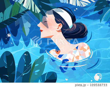 水中で泳ぐ女の子 109588733