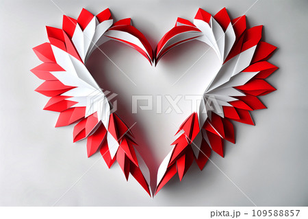 AI-generated content. Paper origami heart on white background. Valentine's day concept. AI-generated content. Paper origami heart on white background. Valentine's day concept. 109588857