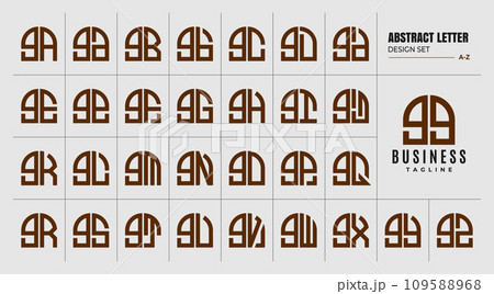 Set of curve abstract shape lowercase letter G GG logo, number 9 99 design 109588968