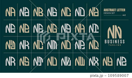 Curve line abstract shape letter N NN logo design set Curve line abstract shape letter N NN logo design set 109589007
