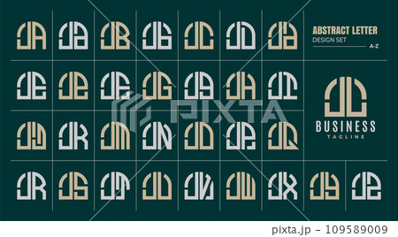 Curve line abstract shape letter J JL logo design set 109589009