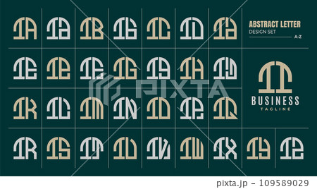 Curve line abstract shape letter I II logo design set 109589029