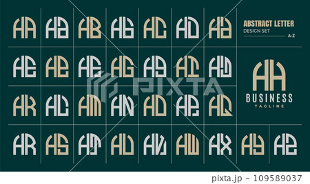 Curve line abstract shape letter H HH logo design set Curve line abstract shape letter H HH logo design set 109589037