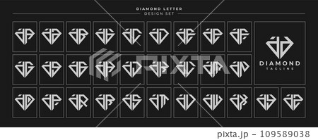 Set of luxury diamond crystal lowercase letter D DD logo design 109589038