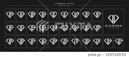 Set of luxury diamond crystal letter V VV logo design Set of luxury diamond crystal letter V VV logo design 109589039