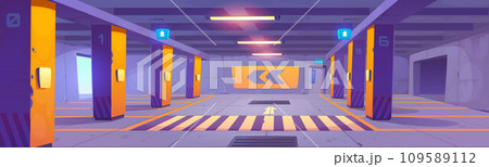 Underground parking in shopping mall 109589112