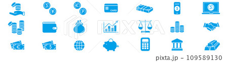 Money Cash Card Credit Dollar Bank icon collection 109589130