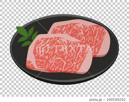 Illustration of beef on a plate Illustration of beef on a plate 109589202