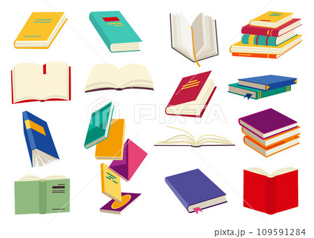 Vector books icon set. Learning or education concept. Different design of books or notebooks. Reading, learn and receive education through books. Read more books 109591284