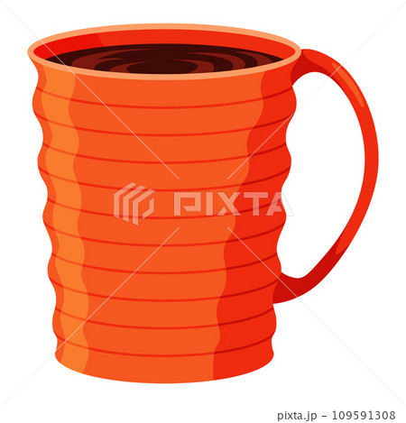 Cup tea coffee icon. Cute trendy crockery with handle for drink. Vintage teacup. Hand drawn colored trendy vector illustration in cartoon style 109591308