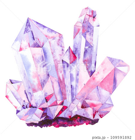 Watercolor illustration of magic crystals, hand drawing, esoterics Watercolor illustration of magic crystals, hand drawing, esoterics 109591892