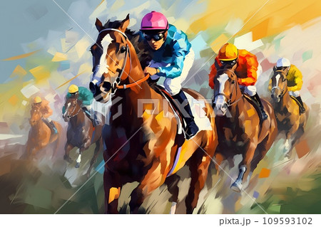 迫力の競馬シーン 109593102